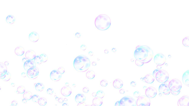 Floating Soap Bubble Overlay on transparent background, png air bubbles isolated cosmetics and cleaning social media design element