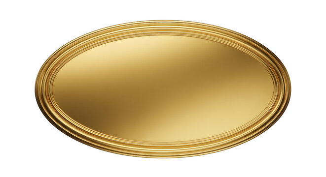 Gold oval frame isolated on transparent background decorative border for design elements