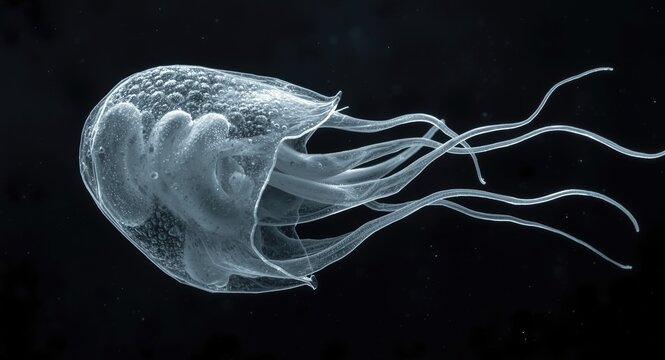 Amoeba Proteus engulfing Paramecium Bursaria under differential interference contrast microscopy
