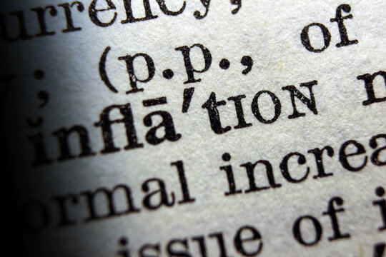 Word inflation on dictionary page, macro close up