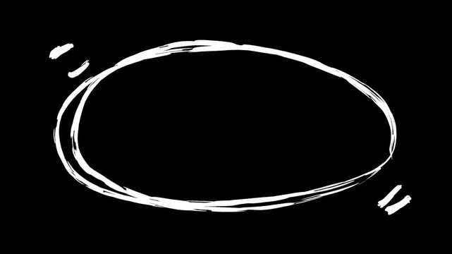 Animated hand-drawn red and white highlighter circle on transparent background 4K resolution.