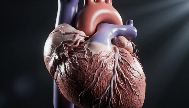 Detailed 3D Medical Illustration of a Diseased Human Heart