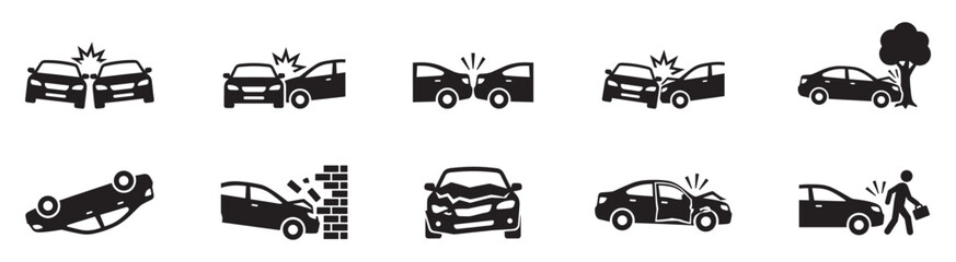 Car accident icon set. Car crash icons. Vector Illustration. EPS 10 © Jeremy_Show