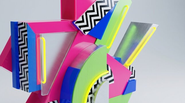 Creative Art Installation, Abstract Shapes, Studio, 3D Design, Modern Aesthetic, Close-Up View, Visual Concept