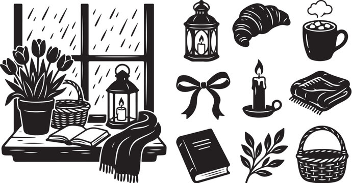 Cozy Reading Nook with Rainy Day Essentials Inside