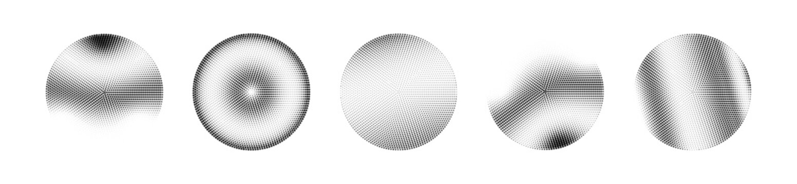 Set of abstract halftone dotted circles