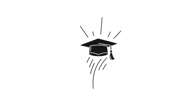 Graduation cap icon with dynamic lines.