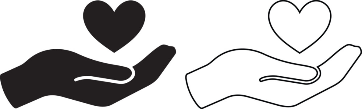 Black and white of two hands holding heart shapes love affection