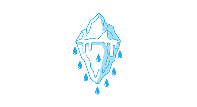 A blue ice cube with water drops.