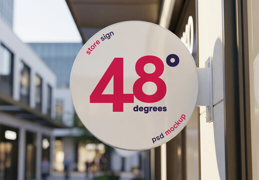 Outdoor round store sign mockup