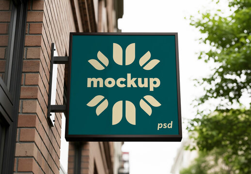 Outdoor store sign mockup
