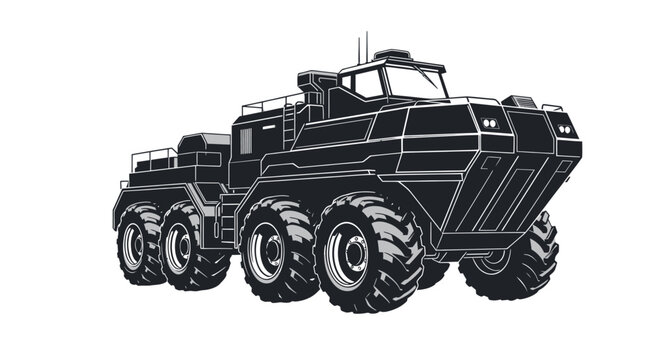 Rugged 8x8 All-Terrain Expedition Truck Vector Illustration