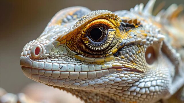 Extreme Macro Close-Up of Lizard Eye and Textured Reptile Face