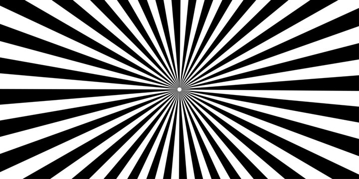 Radial burst pattern with black and white stripes creating a dizzying visual effect.