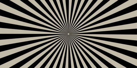 Concentric radiating lines create a hypnotic optical illusion, forming a striking radial pattern with a stark contrast between black and beige. © Queality Full