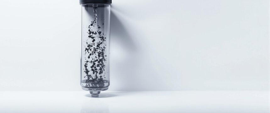 Activated carbon particle interaction in water filter cleaning process