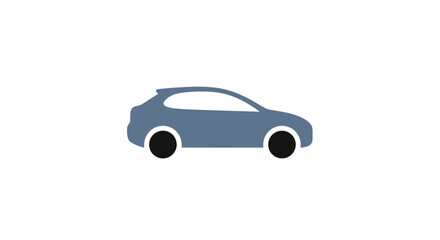 Fototapeta premium Minimalist blue car icon isolated on white background
