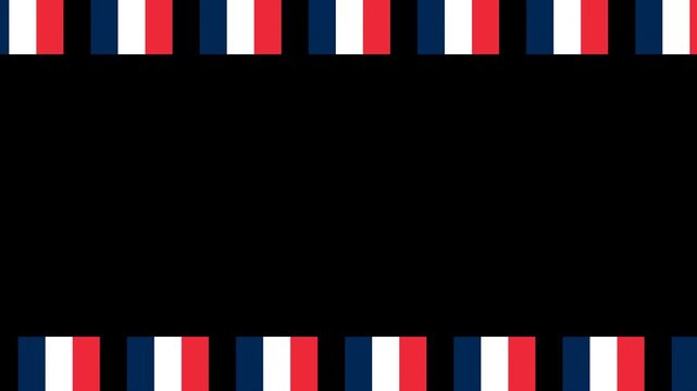 France Flag Transparent Overlay Frame - 4K Moving Edge Border Seamless Loop