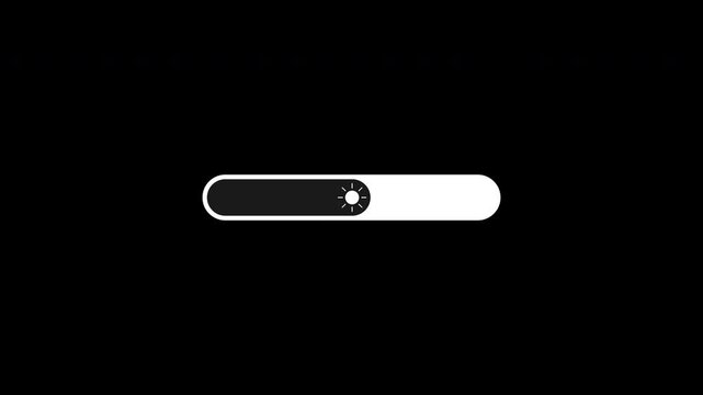 Brightness bar icon animation on transparent background, Visual output regulation indicator for digital display systems. 4K video