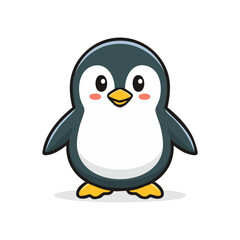 Obraz premium Cute Cartoon Penguin Standing Vector Illustration