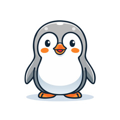 Obraz premium Cute Cartoon Small Penguin Standing Vector Illustration