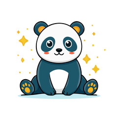 Obraz premium Cute Cartoon Panda with Sparkles Vector Illustration