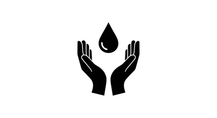 Fototapeta premium Minimalist icon of cupped hands protecting a water droplet