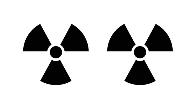 radioactive symbol icon set black on white background