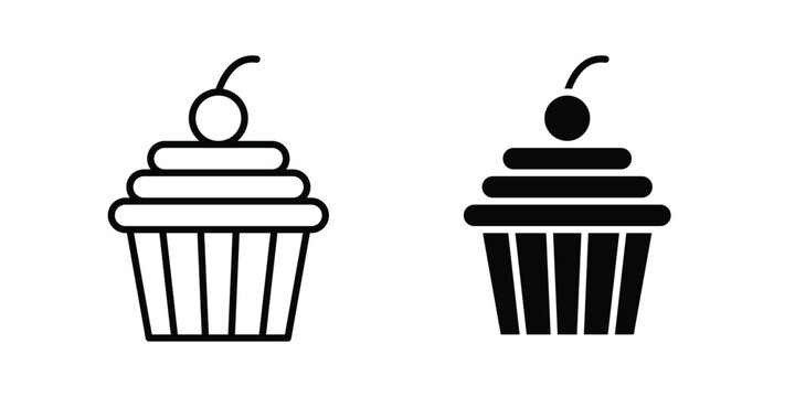 Cupcake icon for apps and websites. Vector symbols