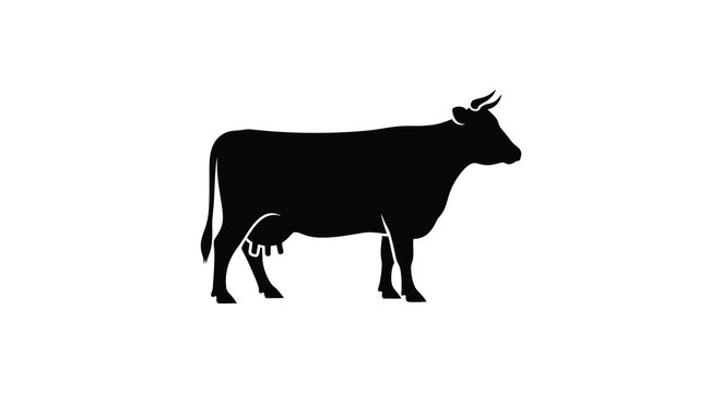 Cow silhouette on a white background simple farm animal shape