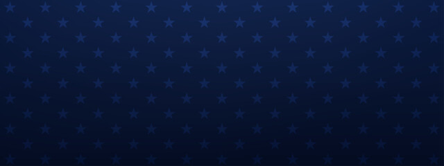 Dark blue background with pattern of stars. Independence Day USA design with patriotic element. Graphic wallpaper for celebration, holiday card and banner decoration, elegant texture. © hiten666
