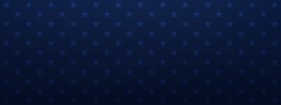 Dark blue background with pattern of stars. Independence Day USA design with patriotic element. Graphic wallpaper for celebration, holiday card and banner decoration, elegant texture.