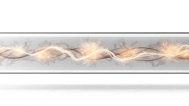 Glowing plasma energy wave in transparent tube with futuristic minimalist design