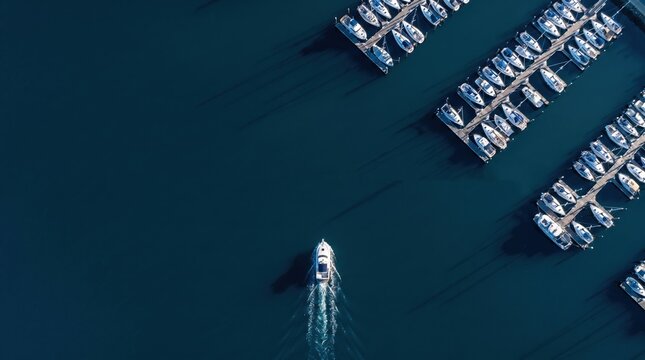 Smart marina slips management and occupancy aerial boat view