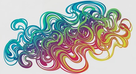 Fototapeta premium Abstract Colorful Fluid Swirls with Rainbow Gradient and Dynamic Wavy Lines Isolated on White Background