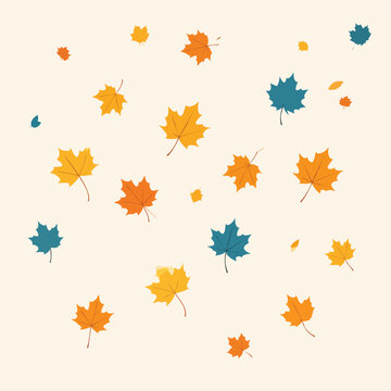 Leaves fall from trees in autumn season with colorful foliage outdoors