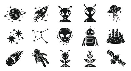 Fototapeta premium Space and Alien Icon Set