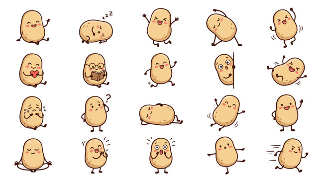 Potato Daily Life Doodle Character Set