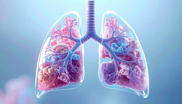 Human lungs anatomy medical illustration.
