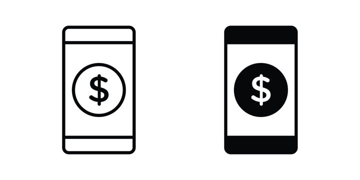 Mobile banking icon for apps and websites. Vector symbols