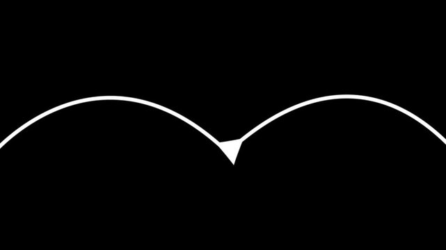 Long one line arrow icon. Curve horizontal dot direction.arrow animation, balls running from left to right.