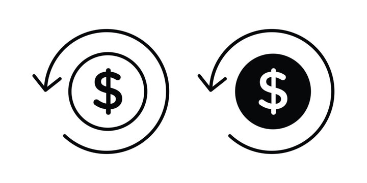 Refund icon for apps and websites. Vector symbols