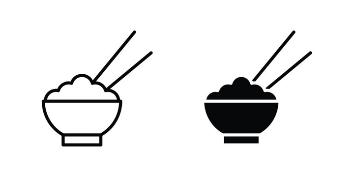 Rice bowl icon for apps and websites. Vector symbols