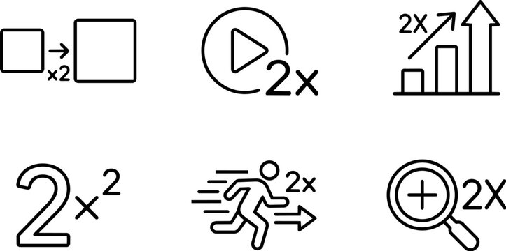 Double and Growth Concept Icons. Vector
