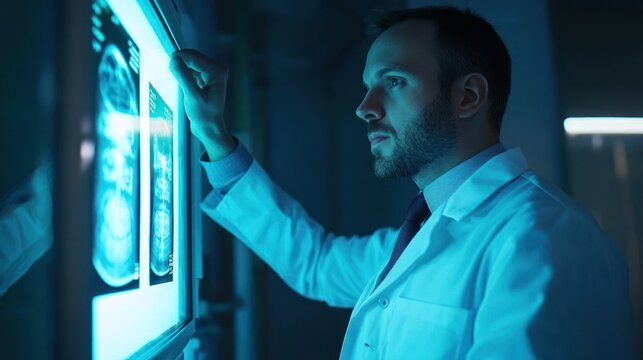 Doctor studying x rays