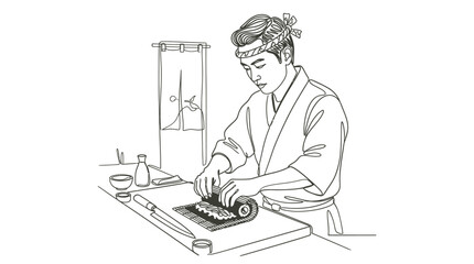 Japanese Chef Making Sushi Roll © ksatria