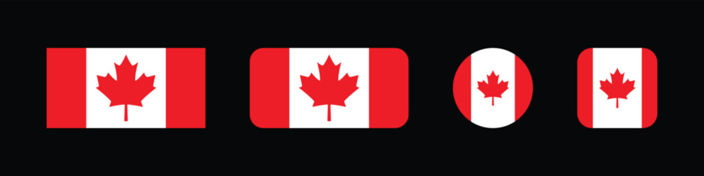 Canada Flag Vector Icon Set Maple Leaf National Symbol Design