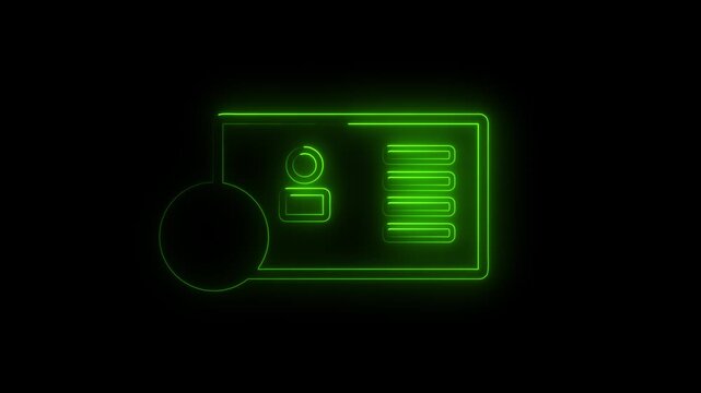 People with NID card verify icon, profile verify account green  icon animation Isolated on Black Background