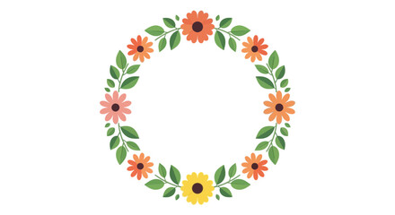 Colorful floral wreath with flowers. © War