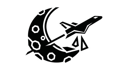 Rocket Ship and Crescent Moon Vector Illustration © winih
